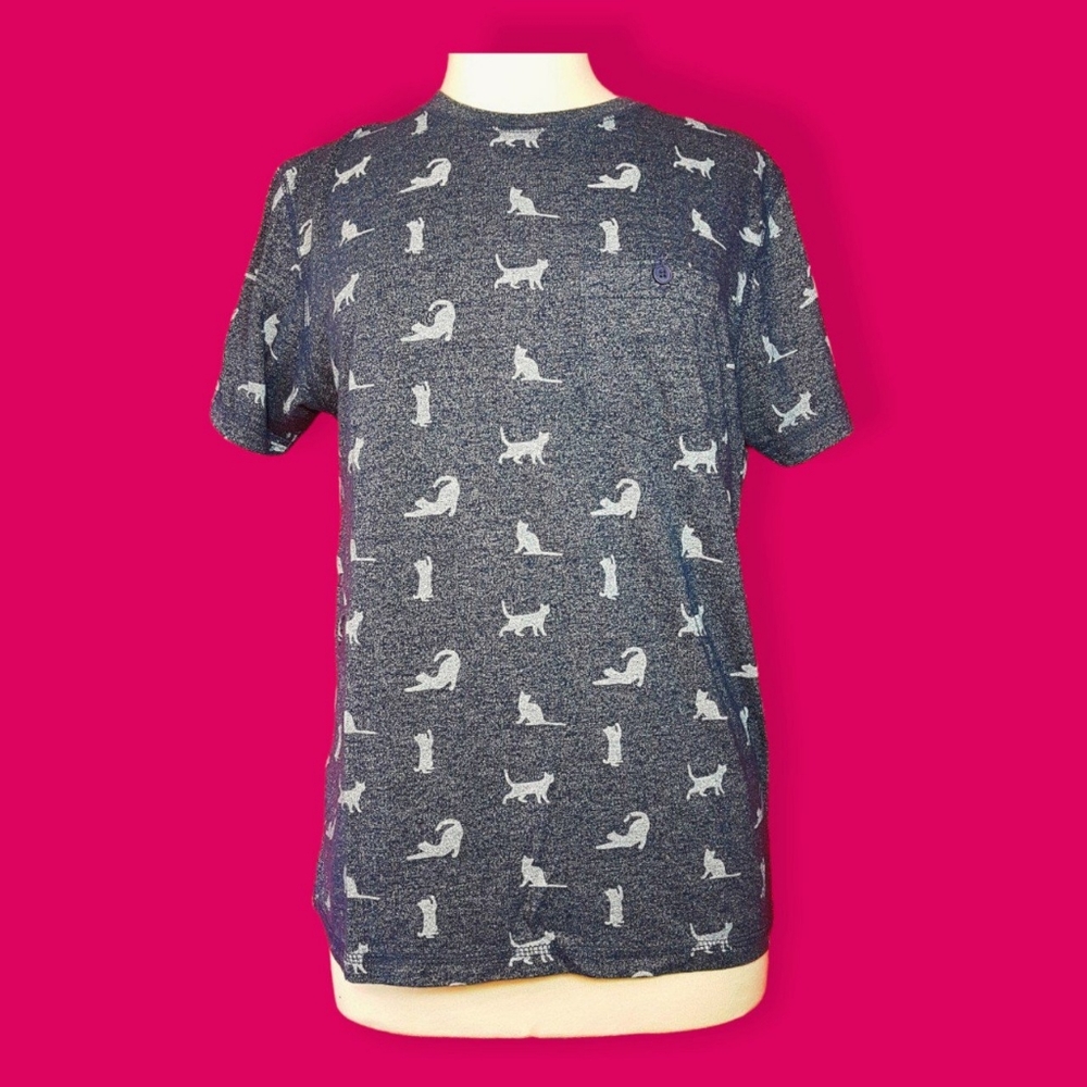Alpha Beta Blue Cat Print Top